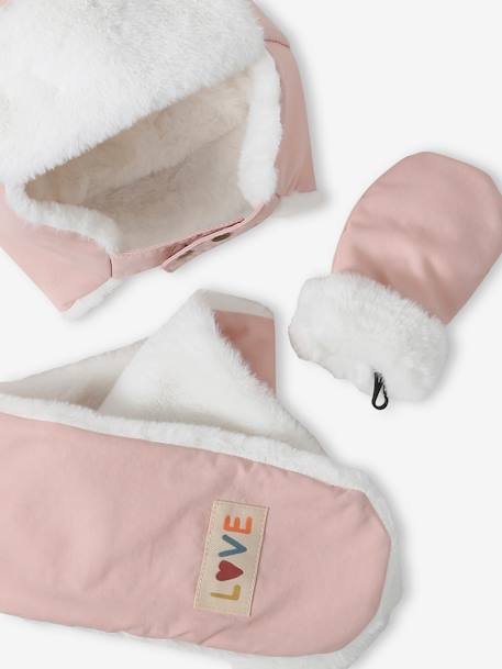 Ensemble chapka + écharpe + moufles bébé rose pâle 5 - vertbaudet enfant 