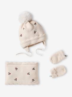 Ensemble bonnet + snood + moufles bébé fille  - vertbaudet enfant