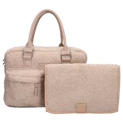 Puériculture-Sac à langer quotidien - SEVIRA KIDS - Sherpa beige - 28 x 40 cm - Matelas nomade inclus