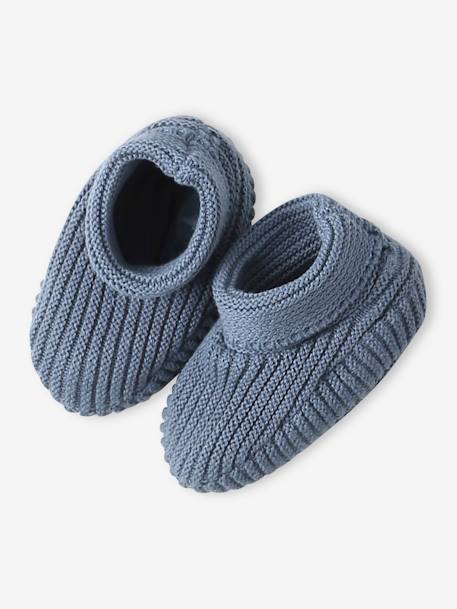 Ensemble bonnet, moufles et chaussons bébé naissance et son pochon personnalisable bleu grisé+bleu jean+écru+rose poudré 7 - vertbaudet enfant 