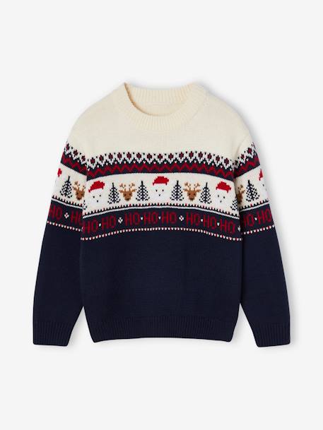 Pull jacquard de Noël enfant capsule famille marine+rouge 1 - vertbaudet enfant 