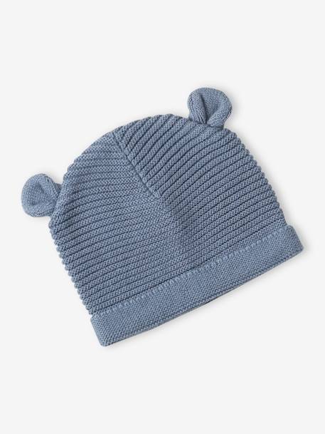 Ensemble bonnet, moufles et chaussons bébé naissance et son pochon personnalisable bleu grisé+bleu jean+écru+rose poudré 10 - vertbaudet enfant 