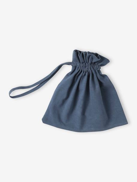 Ensemble bonnet, moufles et chaussons bébé naissance et son pochon personnalisable bleu grisé+bleu jean+écru+rose poudré 8 - vertbaudet enfant 