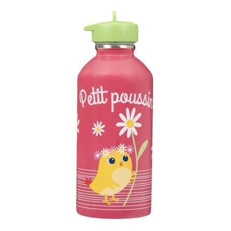 Gourde enfant Acier inoxydable - Facile à nettoyer - Gourde réutilisable - Contenance 300ml - 17 cm x 6,5 cm - Rose - Petit poussin ROSE 1 - vertbaudet enfant 