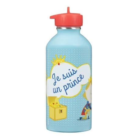 Gourde enfant Acier inoxydable - Facile à nettoyer - Gourde réutilisable - Contenance 300ml - 17cm x 6,5cm - Je suis un prince BLEU 1 - vertbaudet enfant 