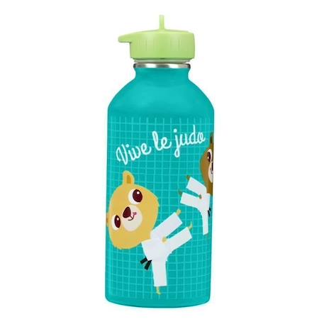 Gourde enfant Acier inoxydable - Facile à nettoyer - Gourde réutilisable - Contenance 300ml - 17 cm x 6,5 cm - Vert - Vive le judo BLEU 1 - vertbaudet enfant 