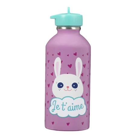 Gourde enfant Acier inoxydable - Facile à nettoyer - Gourde réutilisable - Contenance 300ml - 17 cm x 6,5 cm - Rose - Je t'aime ROSE 1 - vertbaudet enfant 