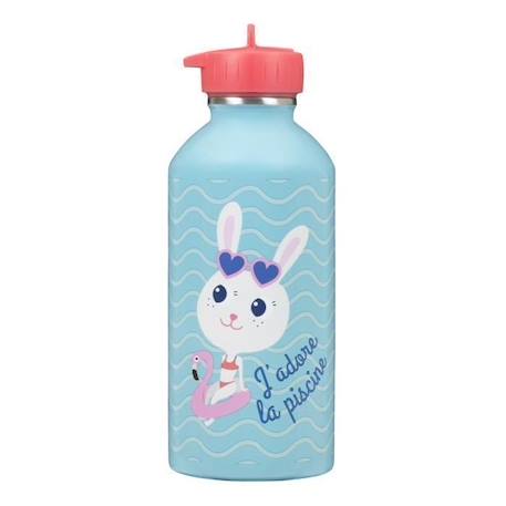 Gourde enfant Acier inoxydable - Facile à nettoyer - Gourde réutilisable - Contenance 300ml - 17cm x 6,5cm - J'adore la piscine BLEU 1 - vertbaudet enfant 