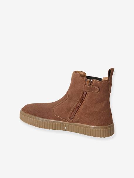 Boots Chelsea cuir élastiquées et zippées camel 3 - vertbaudet enfant 