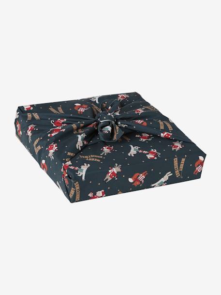 Lot de 2 emballages tissu furoshiki Amis du Père Noël bleu imprimé 4 - vertbaudet enfant 