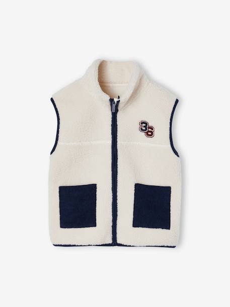 Gilet en sherpa sans manches Garçon écru 1 - vertbaudet enfant 