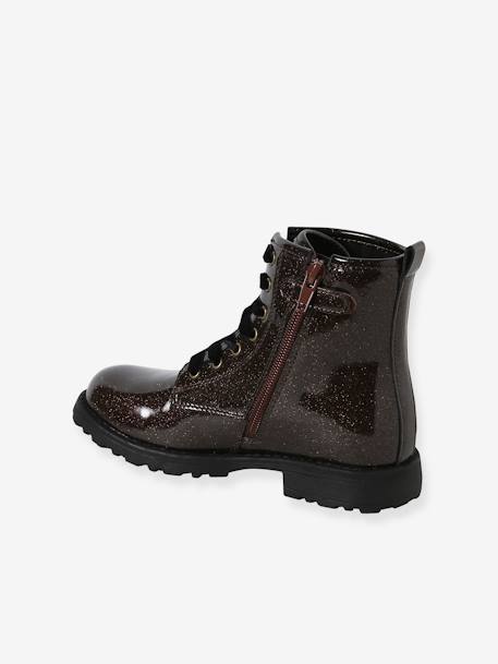 Boots vernies à lacets et zippées fille bronze+lot noir+noir 3 - vertbaudet enfant 