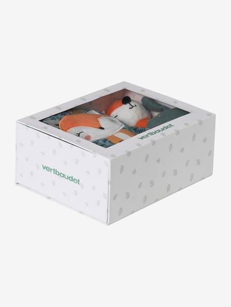 Coffret cadeau 3 pièces : doudou lange personnalisable + hochet + livre imagier Forêt Enchantée+GIVERNY+TANZANIE 3 - vertbaudet enfant 