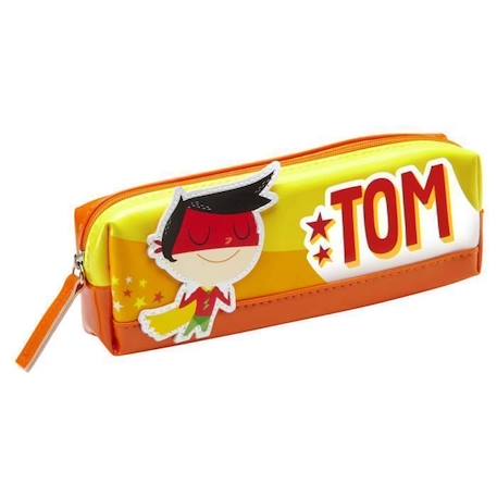 Trousse enfant prénom garçon Tom - Jaune / Rouge - 19 x 6 x 3,5 cm BLANC 1 - vertbaudet enfant 