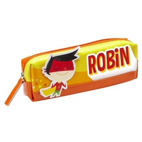 Fille-Trousse enfant prénom garçon Robin - Jaune / Rouge - 19 x 6 x 3,5 cm