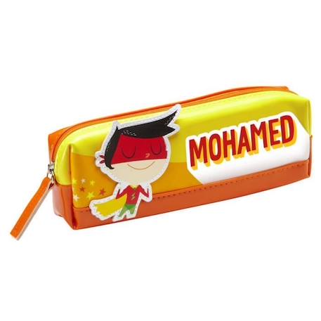 Fille-Trousse enfant prénom garçon Mohamed - Jaune / Rouge - 19 x 6 x 3,5 cm