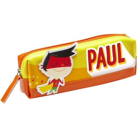 Fille-Trousse enfant prénom garçon Paul - Rouge / Jaune - 19 x 6 x 3,5 cm