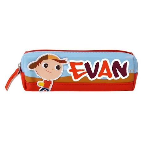 Trousse enfant prénom garçon Evan - Bleu / Rouge - 19 x 6 x 3,5 cm BLANC 2 - vertbaudet enfant 