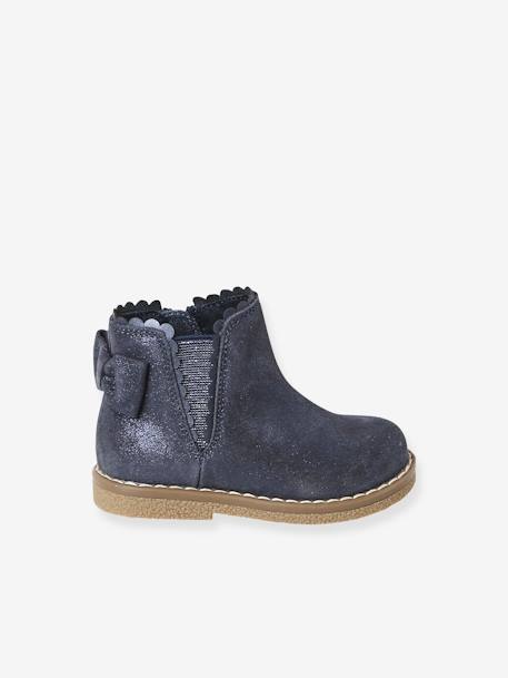 Boots cuir bébé fille élastiqués CAMEL+marine+noir 16 - vertbaudet enfant 