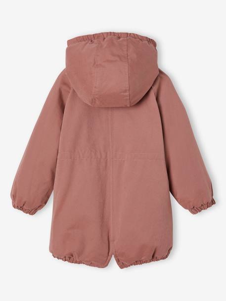 Parka à capuche fille doublée imitation fourrure bois de rose+kaki+noir+vert+vieux rose 3 - vertbaudet enfant 