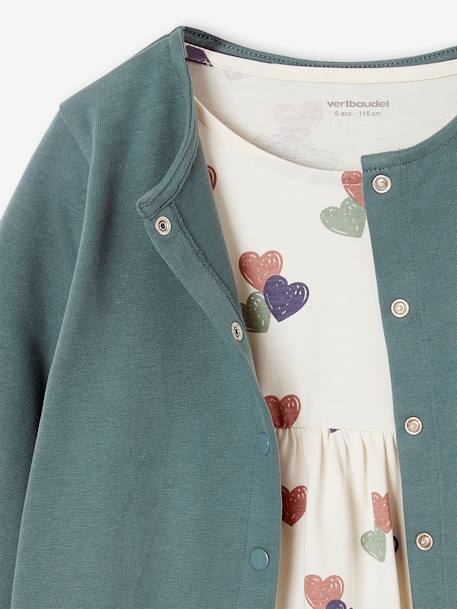 Ensemble fille cardigan et robe imprimée fleurs moutarde+rose+vert émeraude 21 - vertbaudet enfant 