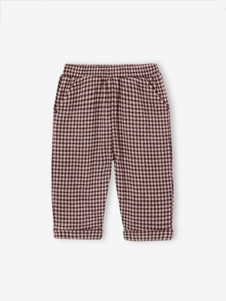 Pantalon à carreaux en flanelle bébé carreaux marron 1 - vertbaudet enfant 