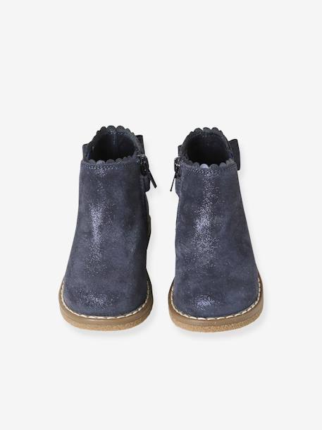 Boots cuir bébé fille élastiqués CAMEL+marine+noir 14 - vertbaudet enfant 