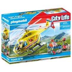 Jouet-PLAYMOBIL 71203 Hélicoptère de secours, Figurine, City Action Les Secouristes