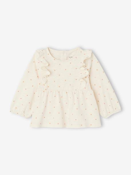 Bébé-T-shirt, sous-pull-T-shirt à pois et volants bébé fille