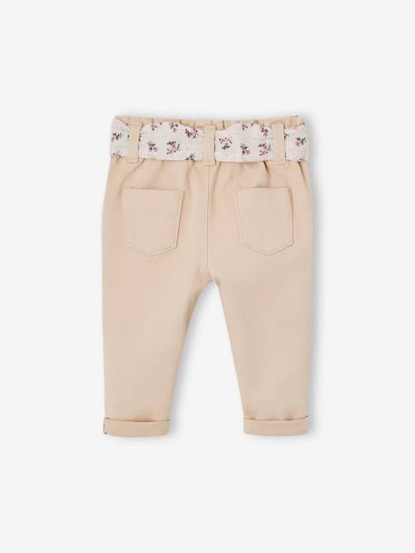 Pantalon paperbag avec ceinture bébé beige+vert grisé+vieux rose 2 - vertbaudet enfant 