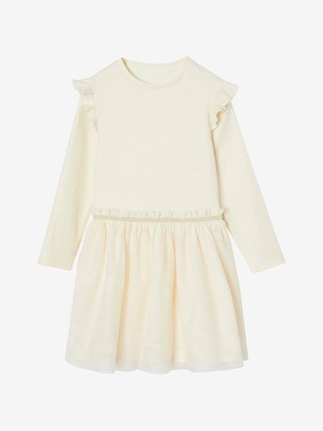 Robe de Noël bi-matière jupon en tulle fille écru 3 - vertbaudet enfant 