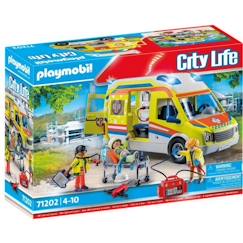 Jouet-Jeux d'imagination-PLAYMOBIL 71202 Ambulance avec effets lumineux et sonore, City Action Les Secouristes