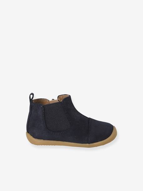 Boots souples en cuir zippées et élastiquées camel+marine 7 - vertbaudet enfant 