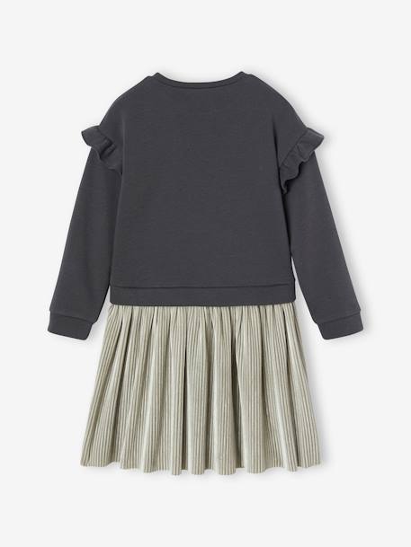 Robe de fête bi-matière fille étoiles en sequins fille anthracite+rose 2 - vertbaudet enfant 