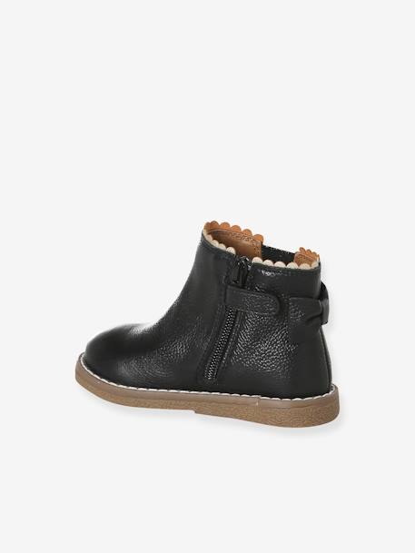 Boots cuir bébé fille élastiqués CAMEL+marine+noir 19 - vertbaudet enfant 