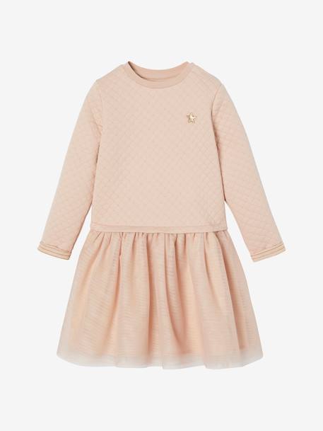 Robe de Noël fille bi-matière encre+rose poudré+rouge brique 7 - vertbaudet enfant 