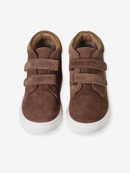 Baskets Mid scratchées cuir garçon marine+marron 9 - vertbaudet enfant 