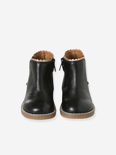 Boots cuir bébé fille élastiqués CAMEL+marine+noir 20 - vertbaudet enfant 