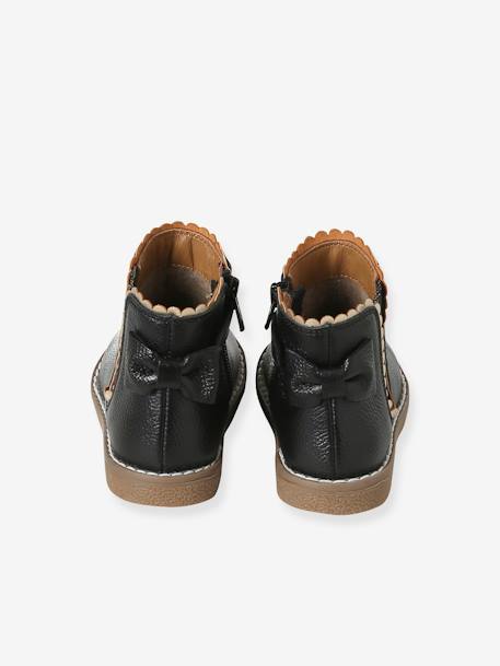 Boots cuir bébé fille élastiqués CAMEL+marine+noir 23 - vertbaudet enfant 