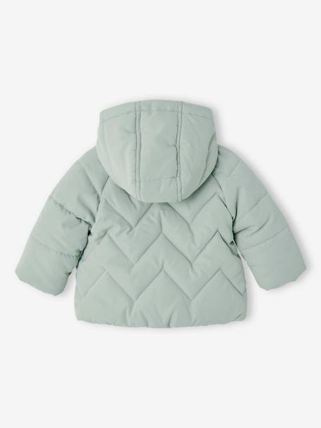 Manteau 3 en 1 bébé matelassé bleu ardoise+rose+vert d'eau 20 - vertbaudet enfant 