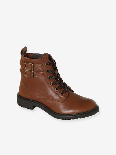 Boots Gavroche Cuir Fille marron 2 - vertbaudet enfant 