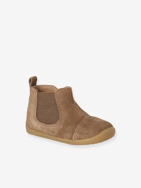 Boots souples en cuir zippées et élastiquées camel+marine 1 - vertbaudet enfant 