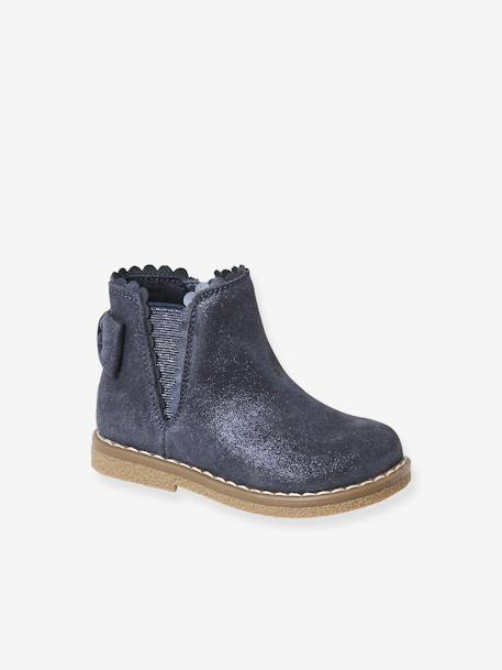 Boots cuir bébé fille élastiqués CAMEL+marine+noir 11 - vertbaudet enfant 