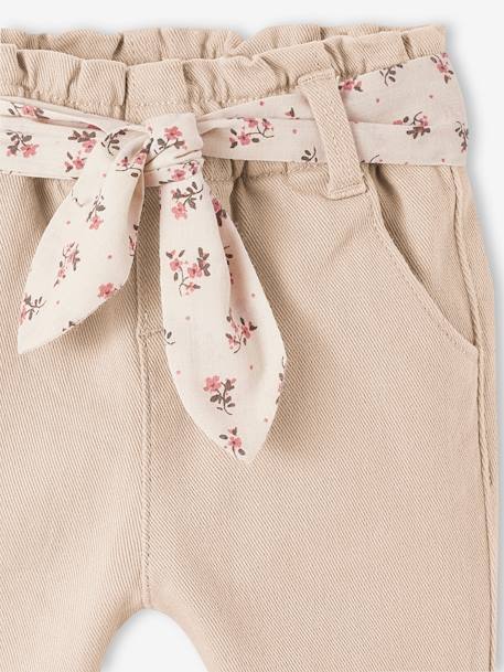 Pantalon paperbag avec ceinture bébé beige+vert grisé+vieux rose 3 - vertbaudet enfant 