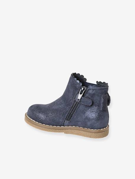 Boots cuir bébé fille élastiqués CAMEL+marine+noir 13 - vertbaudet enfant 