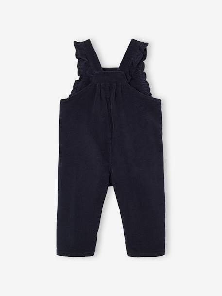 Salopette à volants bébé en velours bleu ardoise+prune 2 - vertbaudet enfant 