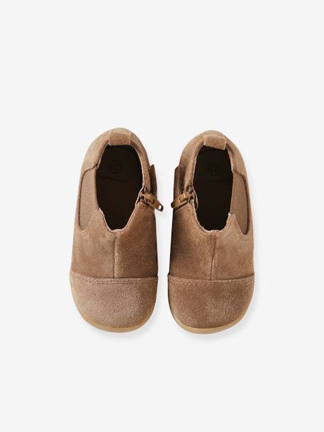 Boots souples en cuir zippées et élastiquées camel+marine 4 - vertbaudet enfant 