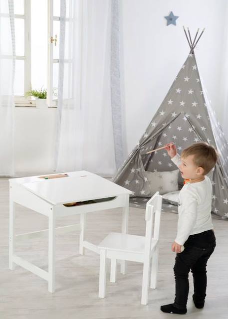 Bureau Bébé - Enfant ROBA - Blanc - Avec Chaise et Espace de Rangement BLANC 5 - vertbaudet enfant 