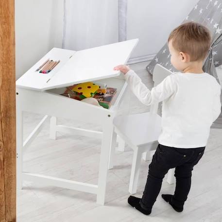 Bureau Bébé - Enfant ROBA - Blanc - Avec Chaise et Espace de Rangement BLANC 2 - vertbaudet enfant 