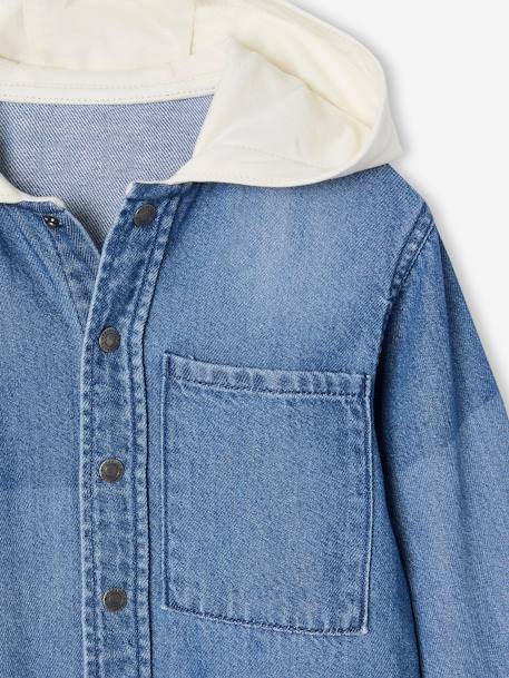 Chemise à capuche animation patchs en denim garçon double stone 4 - vertbaudet enfant 